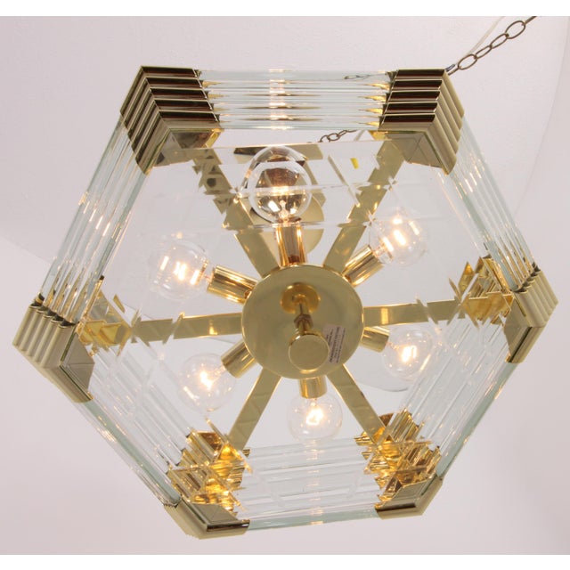 Hanging Glass Rod Chandelier Styled After Bakalowits & Sohne Brass