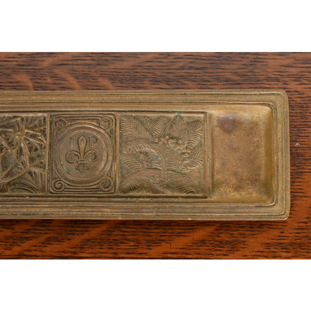 Tiffany Studios New York Bookmark Pattern Bronze Pen Tray For Sale In South Bend - Image 6 of 12