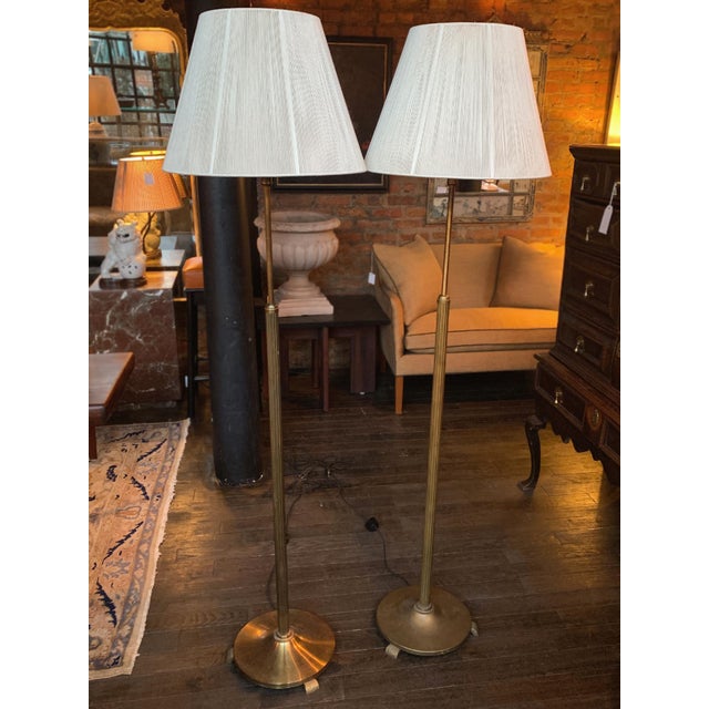 1940s Danish Art Deco Brass Floor Lamps - A Set of 2 For Sale - Image 4 of 18