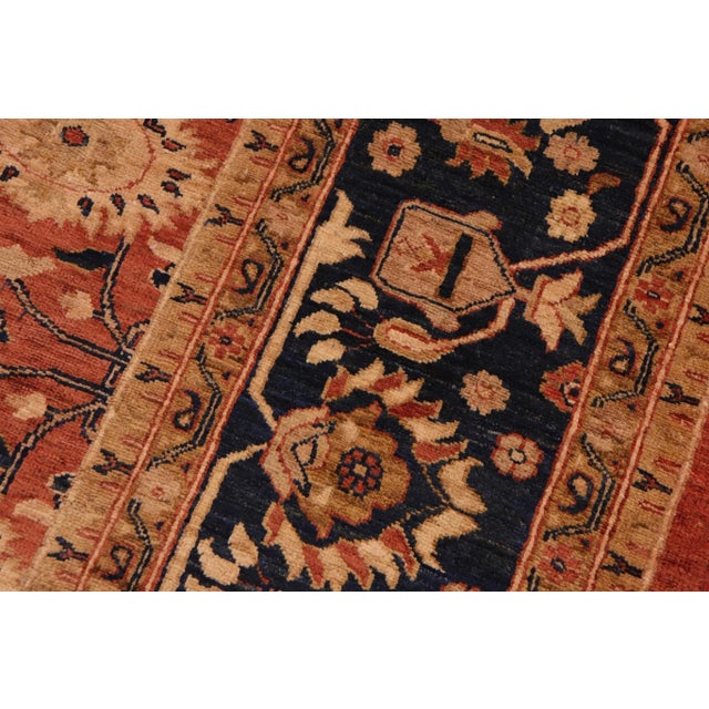 Transitional 1990s Classic Ziegler Red Blue Hand-Knotted Wool Rug - 9'2'' X 12'2'' For Sale - Image 3 of 8