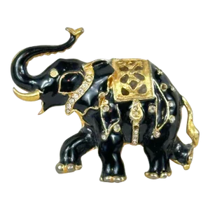 Vintage Enamel and Rhinestone Elephant Brooch