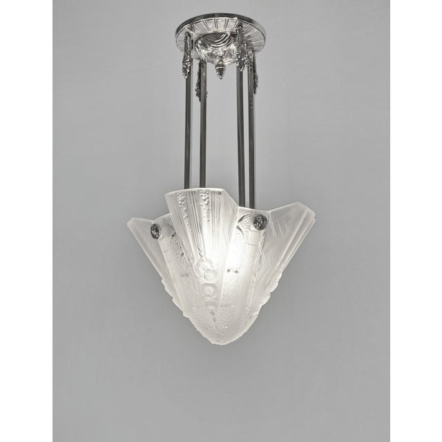 French Art Deco Pendant Light by Petitot & Muller Freres 1930 France For Sale - Image 13 of 13