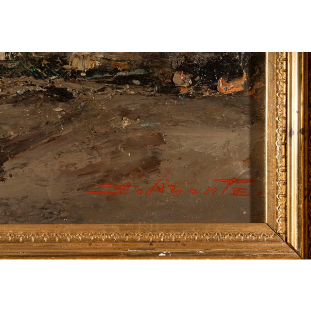 Dimensions without frame: 19,8 x 30 x0,5 cm. Signed "E. Briante" in the lower right corner. This expressive oil painting...