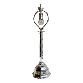 Silvered Bronze Table Lamp Orient Express by René Prou, 1920s For Sale
