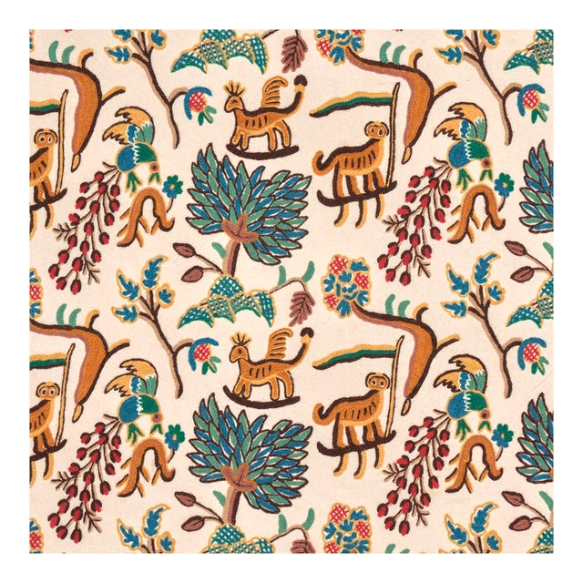 Sample - Schumacher Colonial Crewel Fabric in Document For Sale