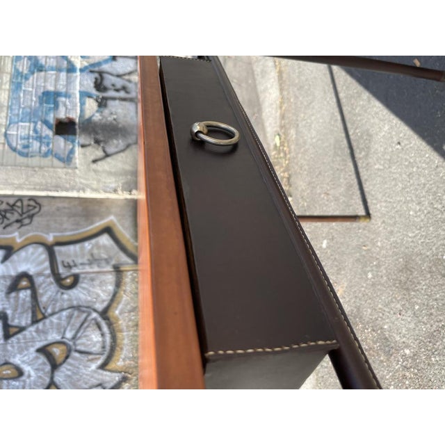 Mid-Century Modern Vintage Stitched Leather Desk by Jacques Adnet, 1950s For Sale - Image 3 of 9