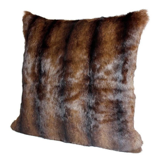 Vintage Geometric Muskrat Real Fur Pillow For Sale - Image 11 of 13