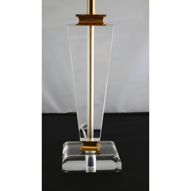 Vintage Acrylic Glass Fabric Shade Table Lamp, 1980s For Sale - Image 12 of 16