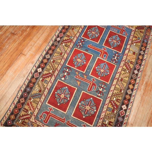 19th Century Zabihi Collection Blue Karaghashli Caucasian Rug - 3' x 5' For Sale - Image 11 of 12
