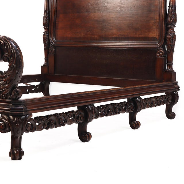 Late 19th Century Carved Walnut Marriage Bed, C. 1890 For Sale - Image 5 of 8