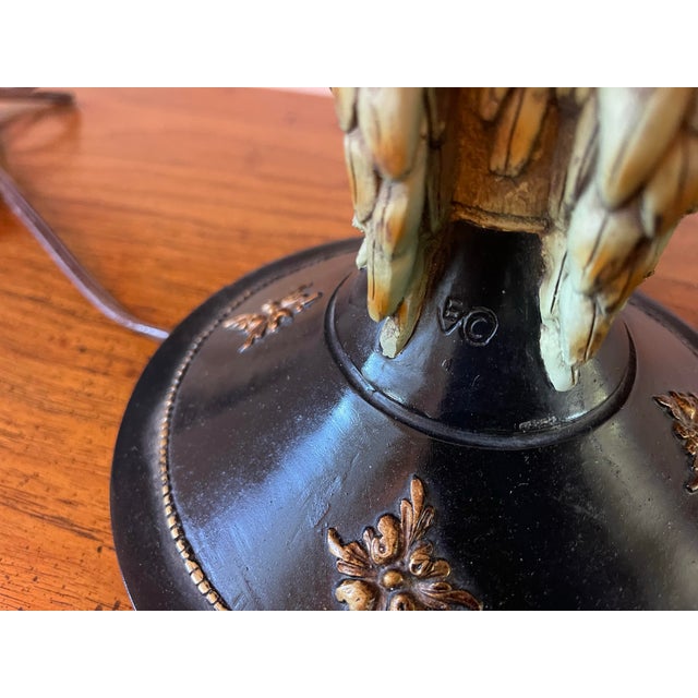 Vintage Neoclassical Sculptural Table Lamp With Birds and Feathered Detail For Sale - Image 10 of 12