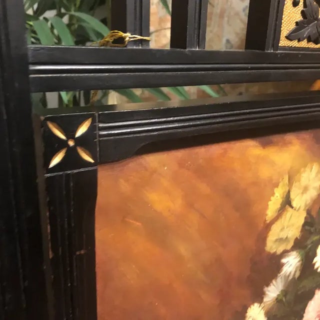 1950s Vintage Victorian Fireplace Ebony Colored Screen For Sale - Image 5 of 11