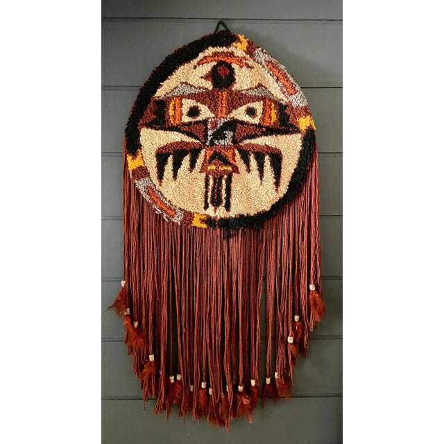 Here is an extremely special piece that was hand-made by Vicki Brown in 1970. The piece features a indigenous/tribal-style...