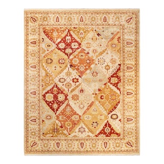 Eclectic, One-of-a-Kind Hand-Knotted Area Rug - Ivory, 9' 1" x 12' 1" For Sale