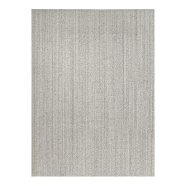 2010s Rug & Kilim’s Modern Rug in Solid Gray and Off-White Striae - 11x15 For Sale