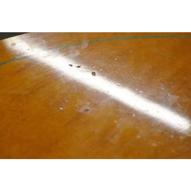 English Adams Style Hand Painted Leather Flip Top Demilune Console Game Table For Sale - Image 9 of 10