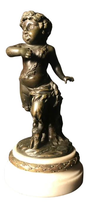 Antique 19th Century French Patinated Bronze Sculpture of a Faun, Child Satyr After Clodion