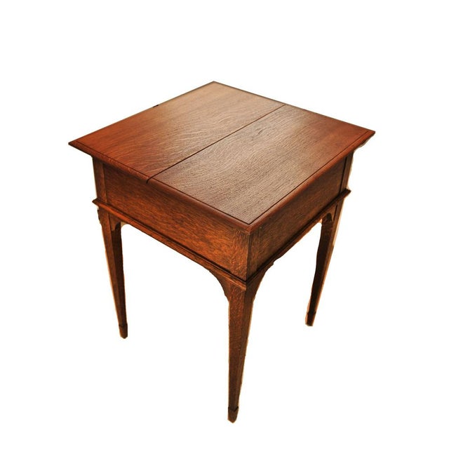 Oak and Tooled Leather Pop-Up Writing Desk from Asprey & Co. London, 1920s For Sale - Image 3 of 15