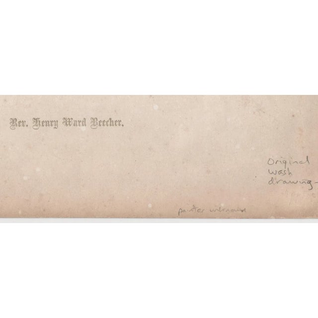 19th century watercolor of American Abolitionist, clergyman and social reformer Reverend Henry Ward Beecher (1813-1887)....