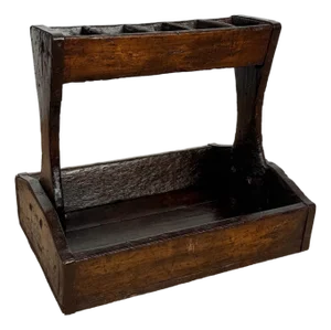Antique Primitive Wood Iron Strapped Machinist Tool Chest Caddy