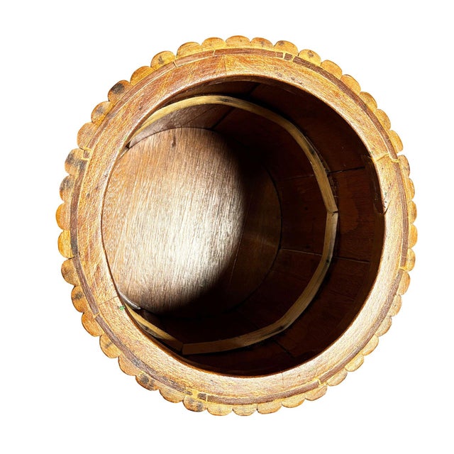 Wood 1950s Restored Paul Frankl Style Stacked Rattan Planter Stand W/ Cubby For Sale - Image 7 of 7