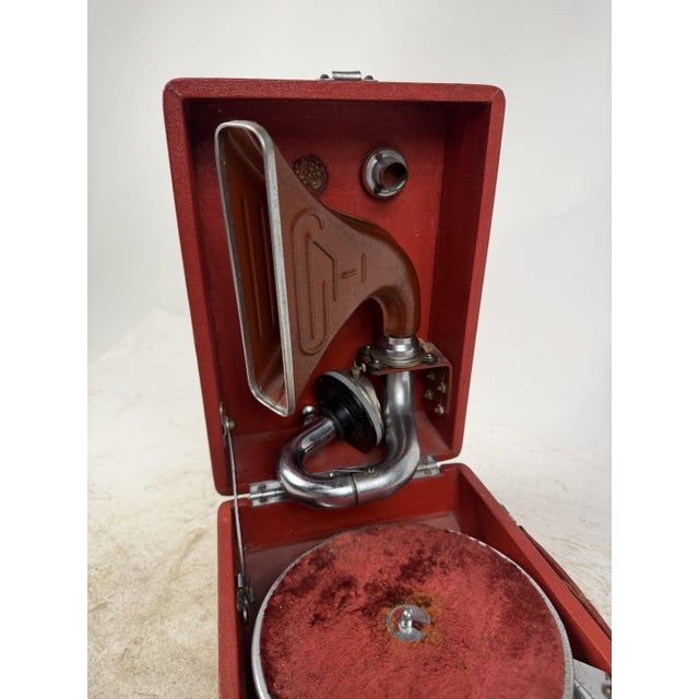 Industrial Vintage Portable Hand-Crank Gramophone, 1930s For Sale - Image 3 of 18