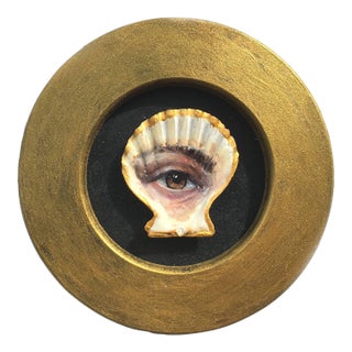 Original Painting on Shell Framed Lover's Eye For Sale