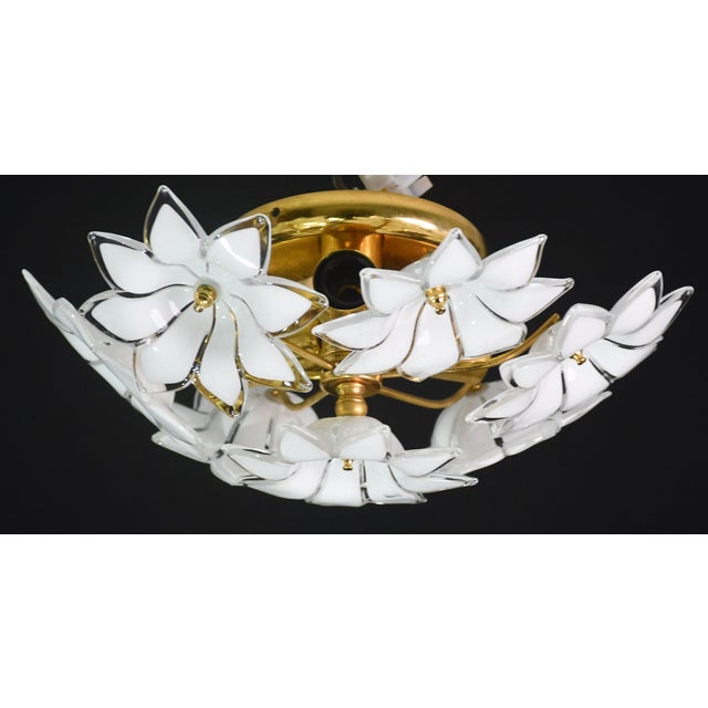 White Vintage Ceiling Light Murano White Flowers, 1970s - Set of 2 For Sale - Image 8 of 11