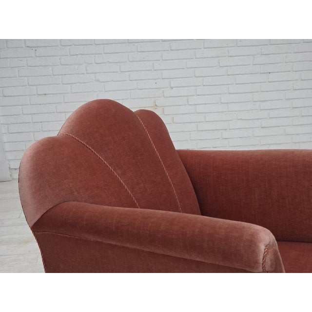 Wood Danish Armchair in Velour and Oak, 1950s For Sale - Image 7 of 18
