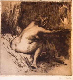 Woman at the Mirror - Original Etching by Armand Breton - 1920 1920