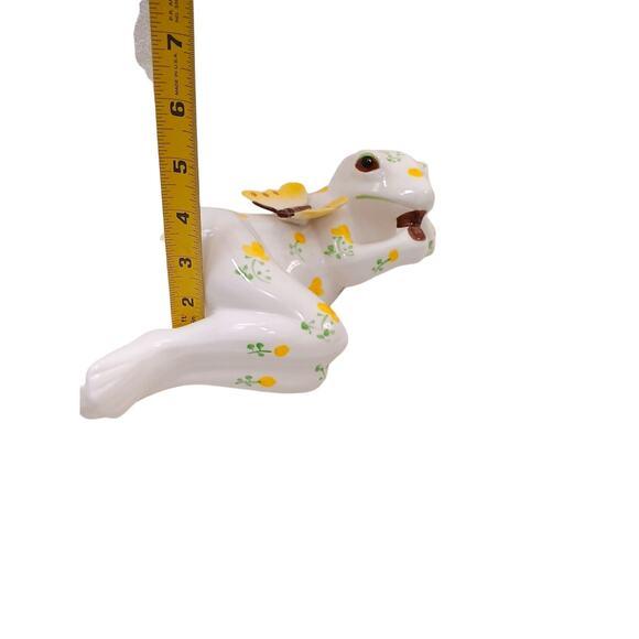 White Anthropomorphic Ceramic Relaxing Frog Large 11" Designer Collectible Vintage Rare For Sale - Image 8 of 11