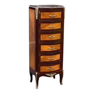 1920s Antique Louis XVI Mahogany Inlaid Six Drawer Lingerie Chest For Sale