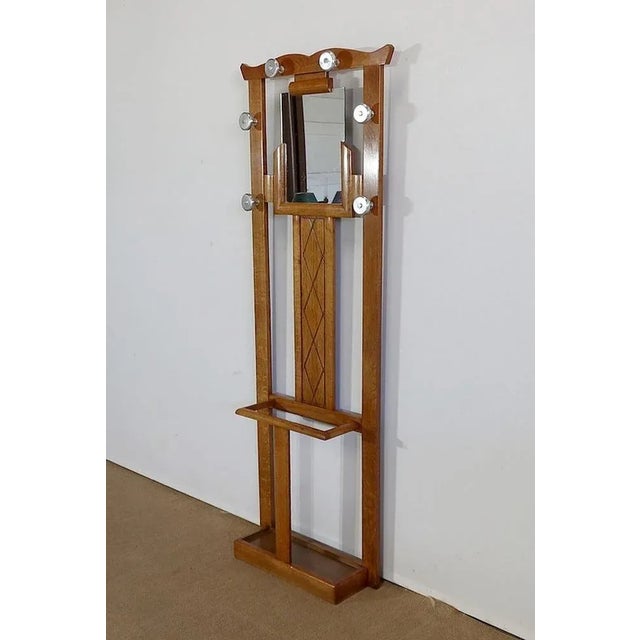 Small Solid Oak Coat Rack, 1940 For Sale - Image 3 of 18