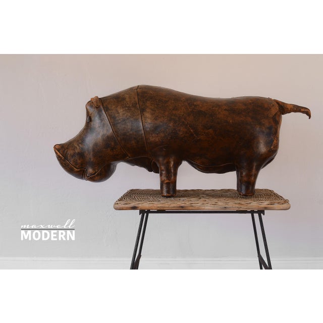 Charming vintage leather hippo by Dmitri Omersa from the 1960s.