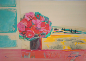 Claude Hemeret, Provence, Fenêtre sur l'arrière pays, Lithograph
