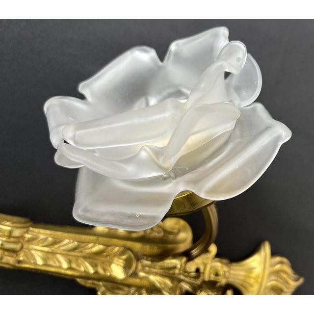 Vintage French Ornate Glass Double Arm Wall Sconces, Set of 2 For Sale - Image 5 of 11
