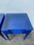 These lovely blue side tables/ night stands with open storage compartment and a latticed frosted glass industrial style...