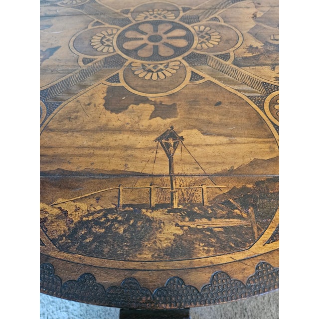 Wood Early 20th Century Black Forest Carved Walnut Side Table For Sale - Image 7 of 15