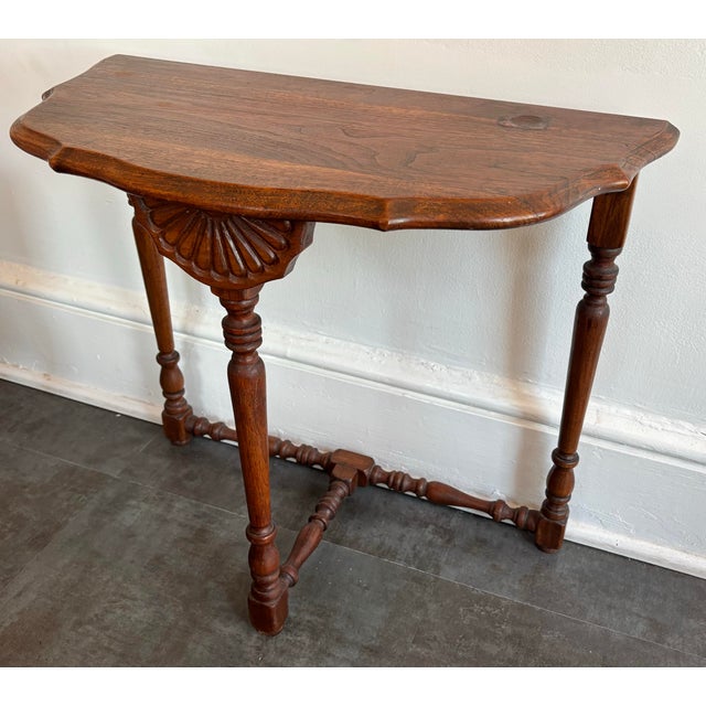 Antique Demi Lune Table With Shell Motif For Sale - Image 4 of 11