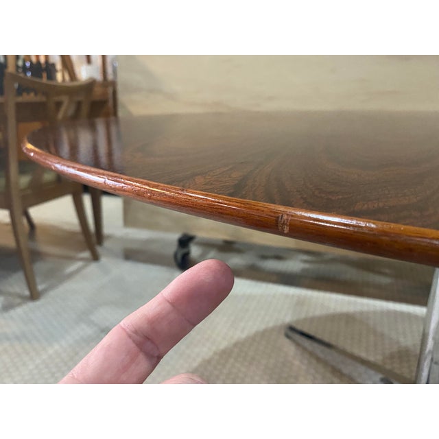 Florence Knoll Fantastic Rosewood Grain Attributed to Florence Knoll 1960s 54” Circular Dining Conference Table For Sale - Image 4 of 12