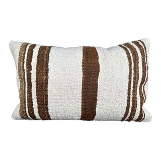 Turkish Hemp Pillow Cushion Natural Beige Brown Pillow Cushion Cover 16" x 24" For Sale