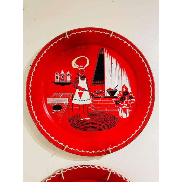 Mid-Century Modern Vintage Marcelline Stoyke Bbq Theme Metal Wall Trays- Set of 3 For Sale - Image 3 of 13