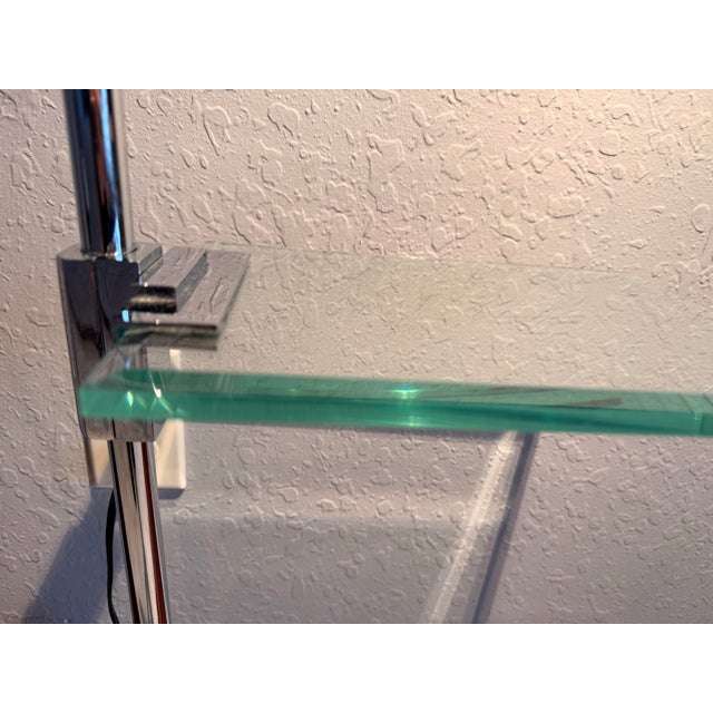 1970s 1970s Italian Postmodern Chrome & Glass Floor Swing Arm Adjustable Lamp With Pharmacy Shade and Relco Milano Dimmer For Sale - Image 5 of 12