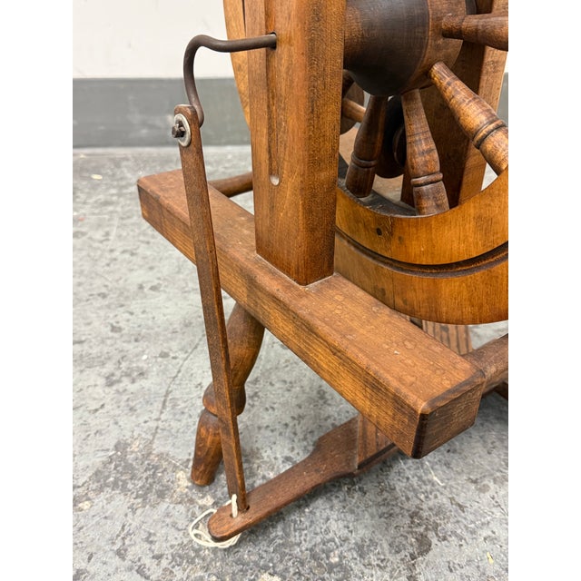 Upright Wooden Spinning Wheel, Antique For Sale - Image 12 of 12