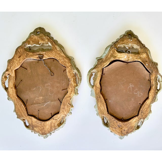 Pair Italian Venetian Painted Gilt Wood Wall Mirror, 1960s For Sale - Image 15 of 16