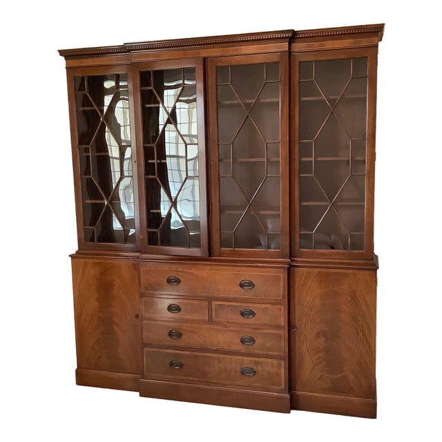 Vintage Baker Furniture Georgian Secretary/China Cabinet For Sale