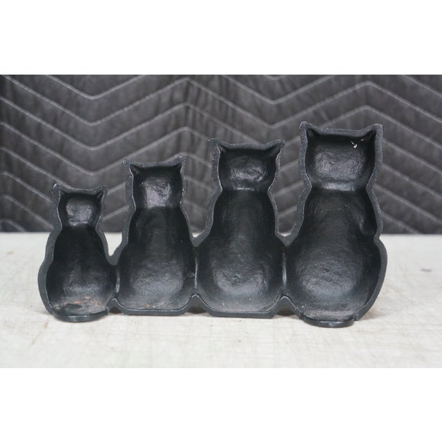 Vintage Cast Iron Four Black Cats Silhouette Doorstop Paperweight 10" For Sale - Image 6 of 10