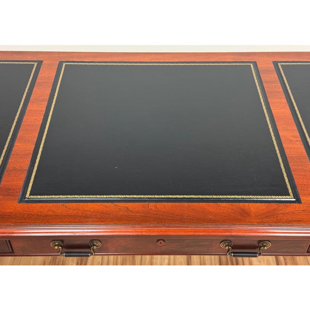 Vintage Kimball Leather Top Solid Wood Executive Desk For Sale - Image 10 of 18