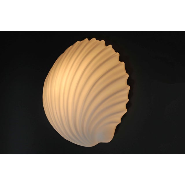 White Large Shell Wall Lamp in Opal Glass from Glashütte Limburg, 1970s For Sale - Image 8 of 11