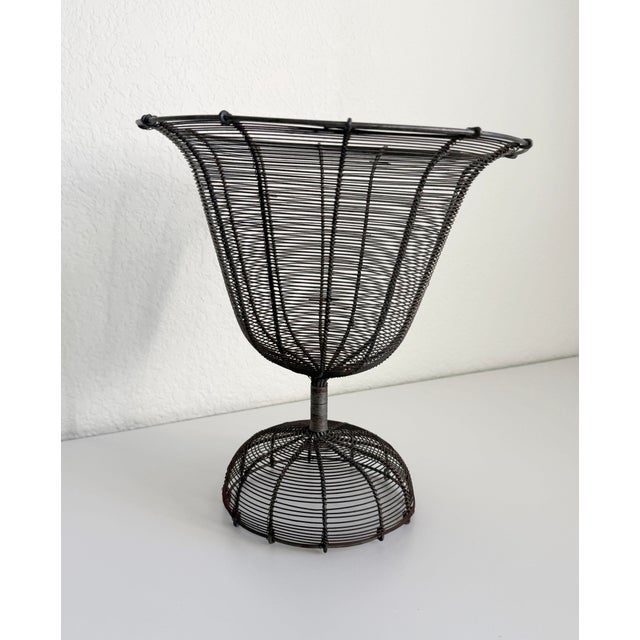 Antique French Wire Pedestal Urn Planter, Early 20th C For Sale - Image 4 of 10